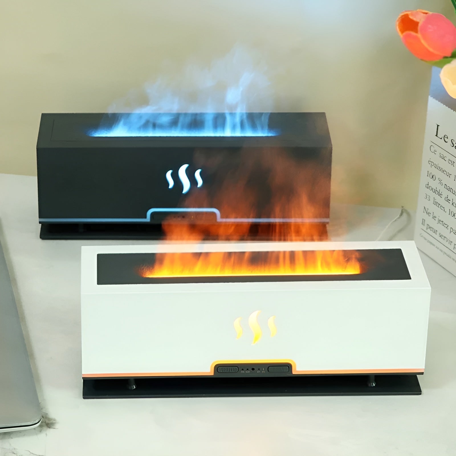 Multifunctional Aroma Humidifier - GlowFlame-Light wood grain-Nora Luxe