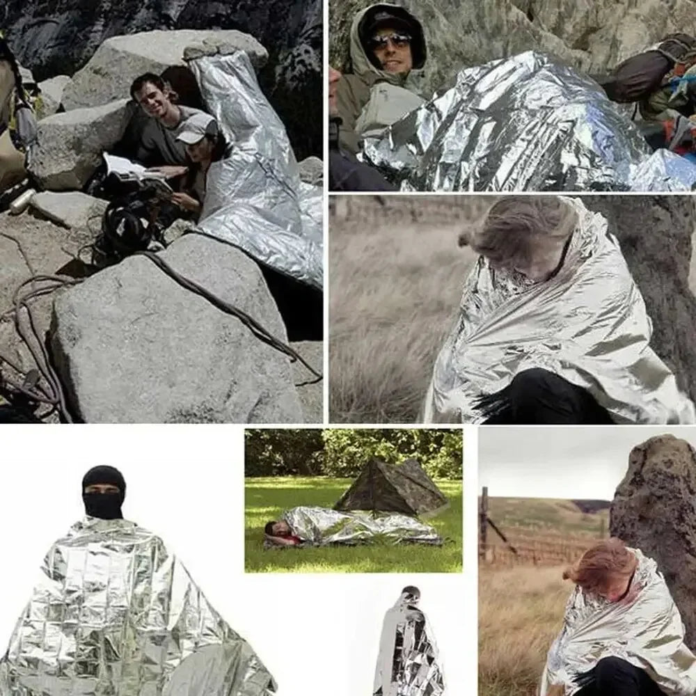 Multifunctional Emergency Blanket and Insulation Blanket - ThermaShield Poncho-Silver A-Nora Luxe