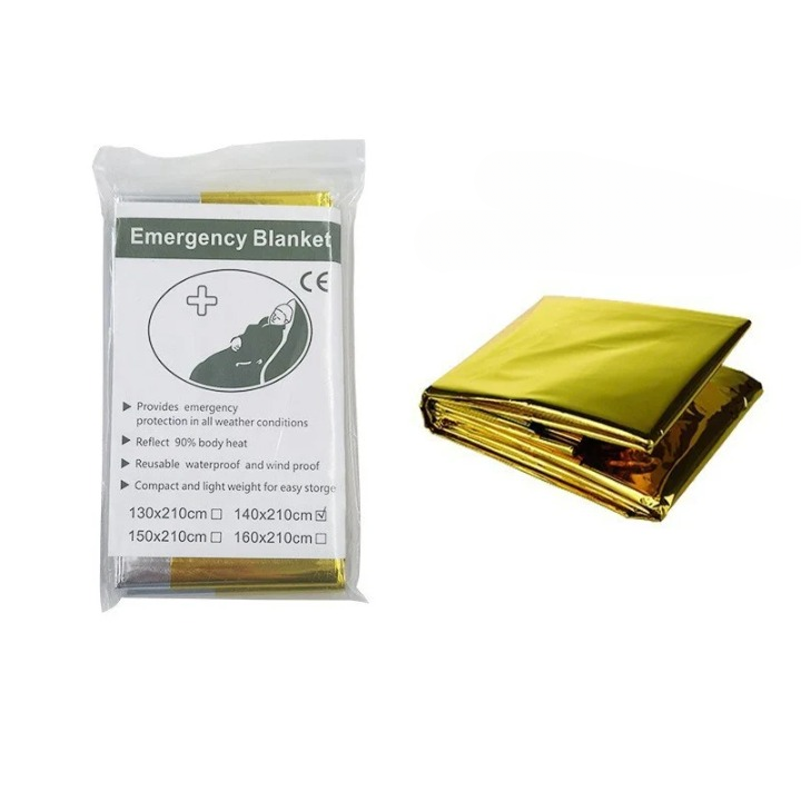 Multifunctional Emergency Blanket and Insulation Blanket - ThermaShield Poncho-Silver Gold A-Nora Luxe