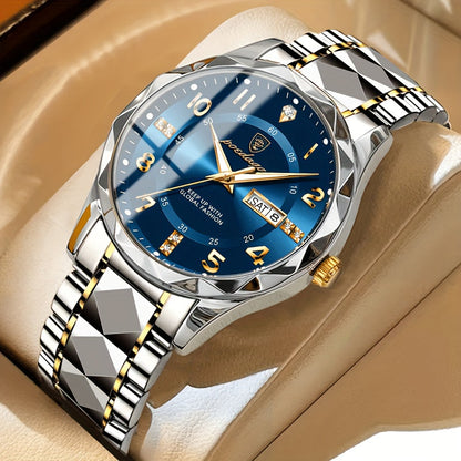 Multifunctional Waterproof Sports Watch for Men - Titan-Inter-golden Band With Blue Surface-Nora Luxe
