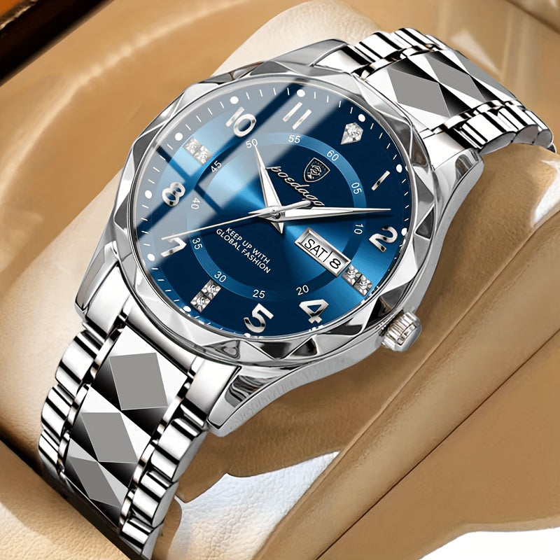 Multifunctional Waterproof Sports Watch for Men - Titan-Silver Shell Blue Surface-Nora Luxe