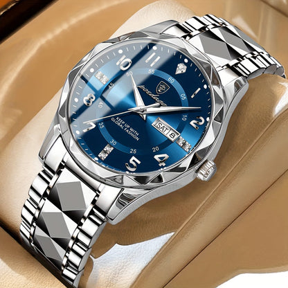 Multifunctional Waterproof Sports Watch for Men - Titan-Silver Shell Blue Surface-Nora Luxe