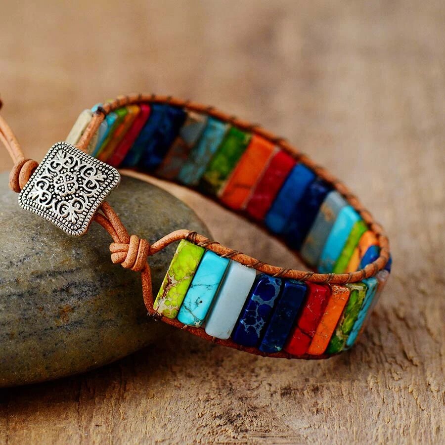 Mystic Journey Bracelet | Tibetan Rainbow Jasper Stones-Nora Luxe