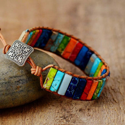 Mystic Journey Bracelet | Tibetan Rainbow Jasper Stones-Nora Luxe