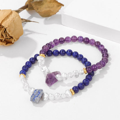 Natural Crystal Beads Bracelet - Eline-Amethyst-Nora Luxe