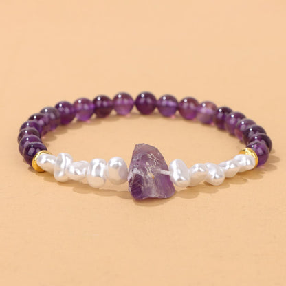 Natural Crystal Beads Bracelet - Eline-Amethyst-Nora Luxe