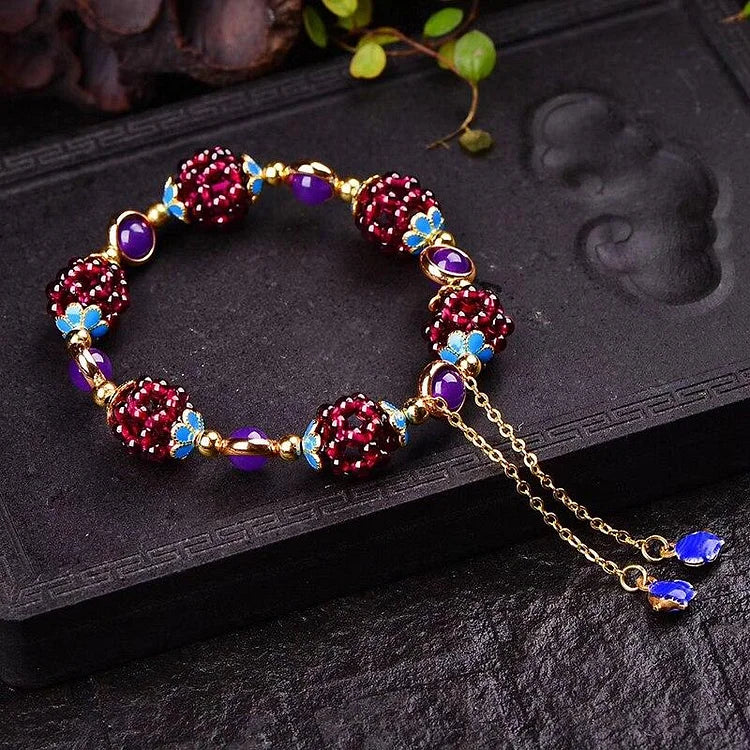 Natural Garnet Bracelet - Selina-Purple-Nora Luxe