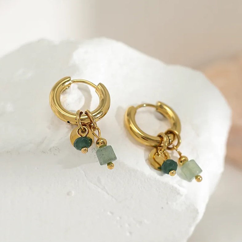 Classic Gold Stone Earrings | Luxury Women's Jewelry - Pexav