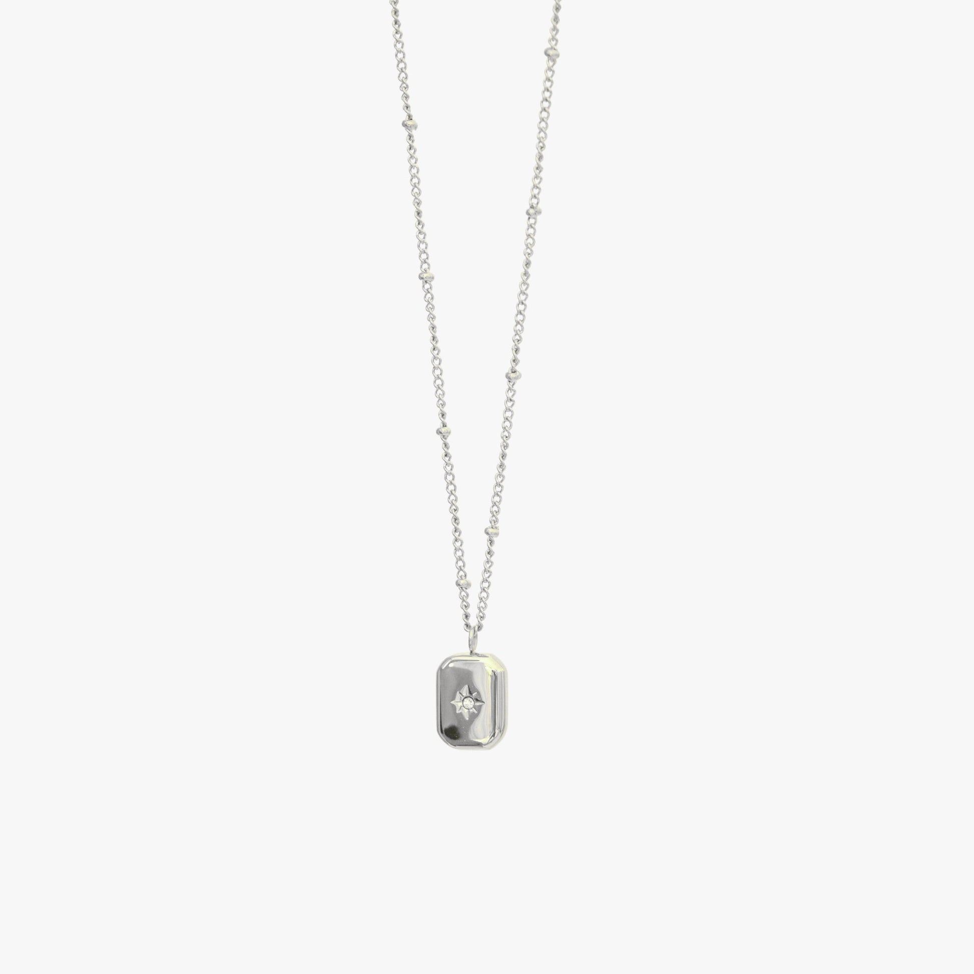 Necklace with Zirconia Stone - Celeste-Silver-Nora Luxe