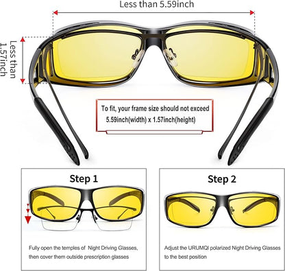 Night Vision Polarised Driving Glasses - Jeremy-Shiny black frame/night vision lens-Nora Luxe