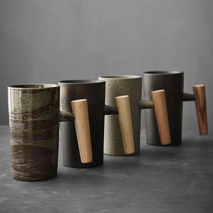 Rustic Coffee Mugs with Wooden Pattern - Pexav