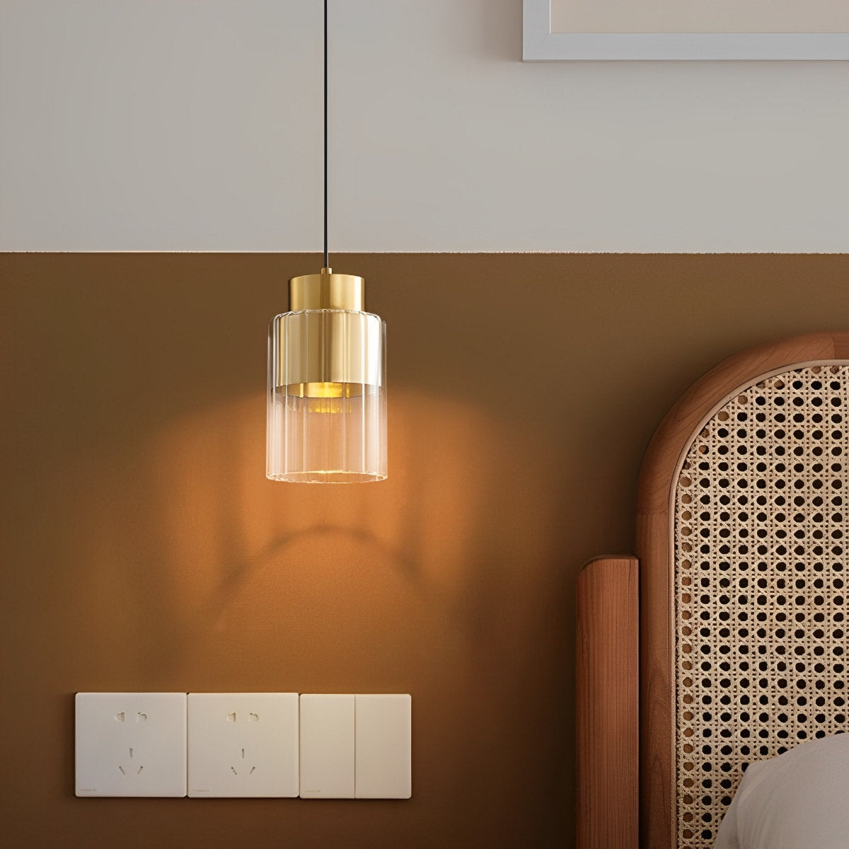 Sleek Contemporary Crystal Pendant Bedside Lamp
