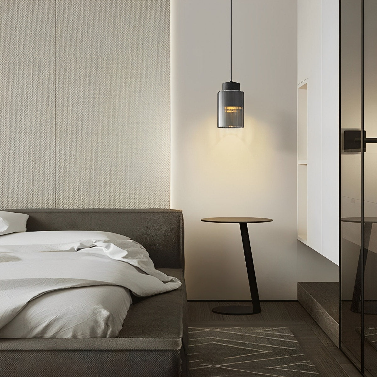 Sleek Contemporary Crystal Pendant Bedside Lamp