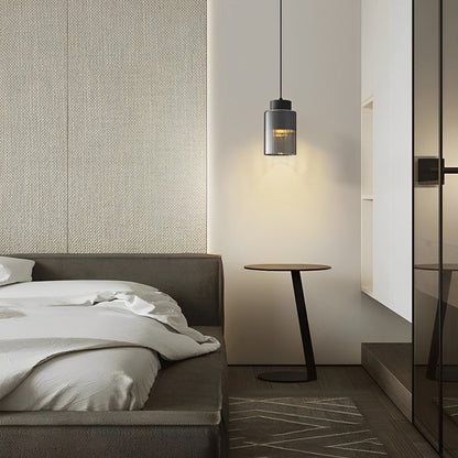 Sleek Contemporary Crystal Pendant Bedside Lamp