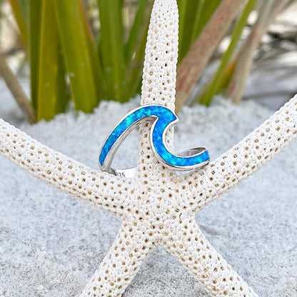 Stunning Opal and Silver Wave Ring - Pexav