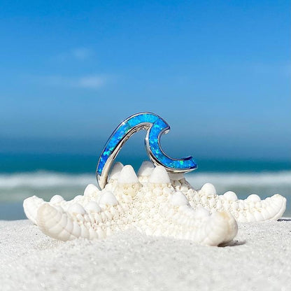 Ocean Waves Opal and Silver Ring - Livia-5-Nora Luxe