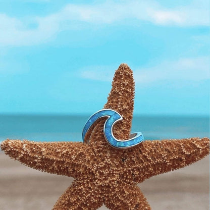 Ocean Waves Opal and Silver Ring - Livia-5-Nora Luxe