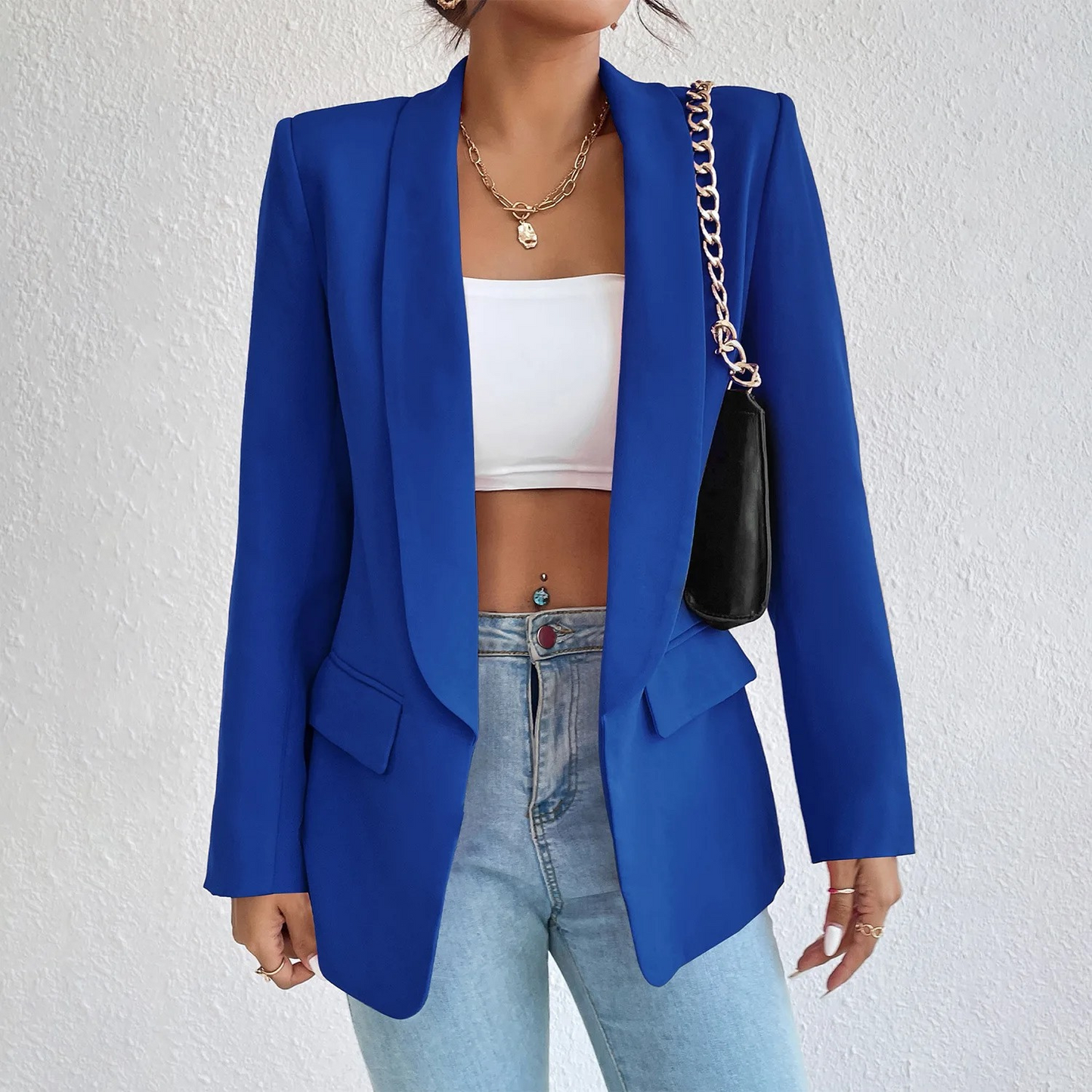 Office Ladies Blazer made of Polyester-Cotton - Emma-Blue-S-Nora Luxe