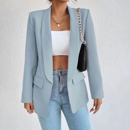 Office Ladies Blazer made of Polyester-Cotton - Emma-Light Blue-S-Nora Luxe