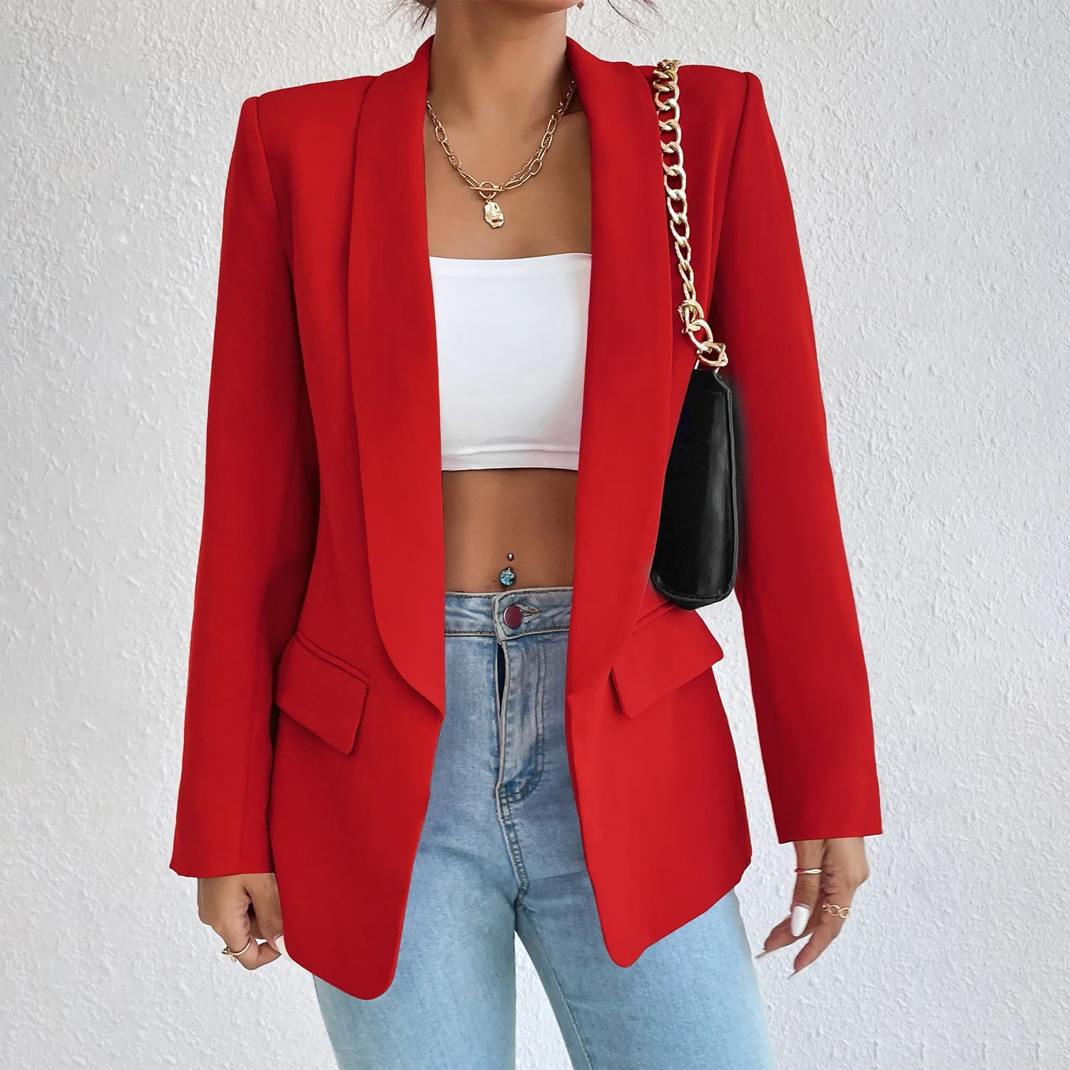 Office Ladies Blazer made of Polyester-Cotton - Emma-Red-S-Nora Luxe
