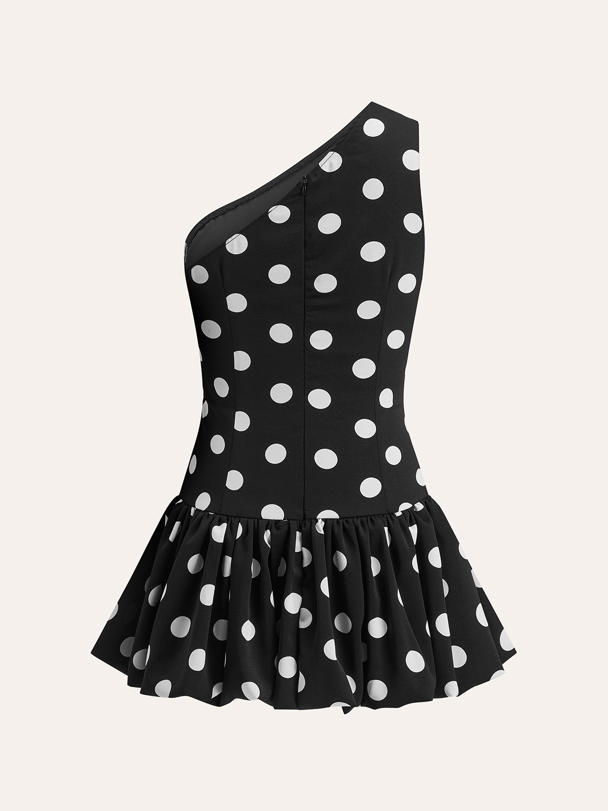 Chic Asymmetrical Spot Ruffle Dress