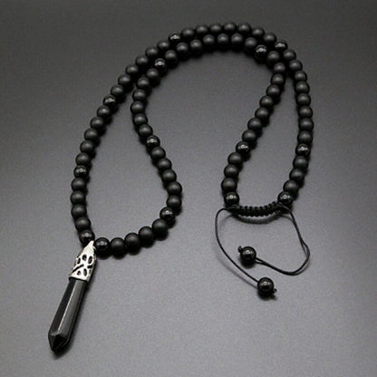 Black Beaded Mala Necklace - Pexav