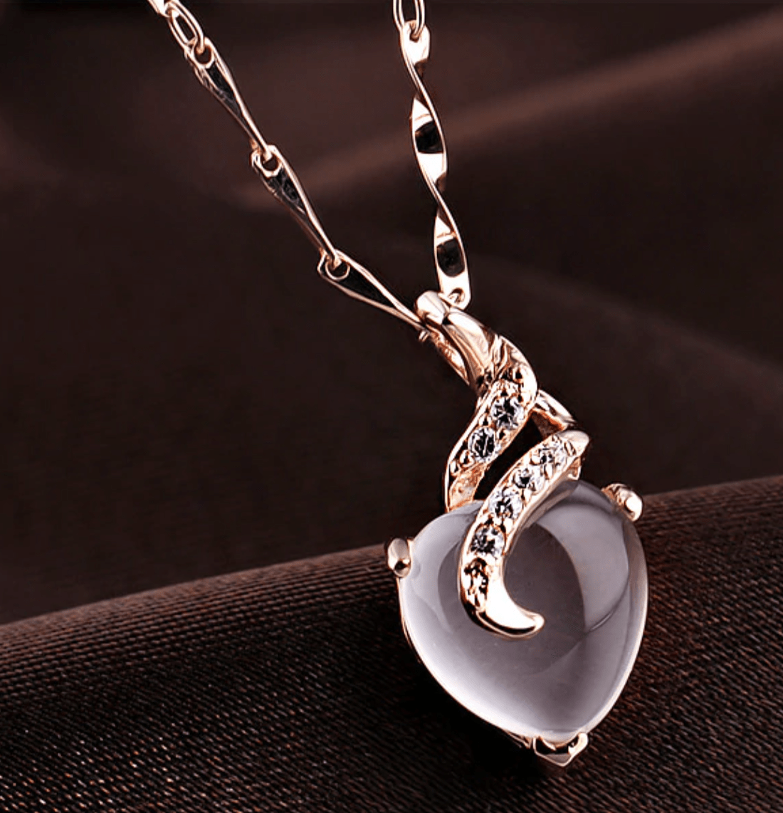 Opal Heart Necklace - Calista-Rose gold-Nora Luxe