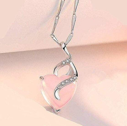 Opal Heart Necklace - Calista-Silver-Nora Luxe