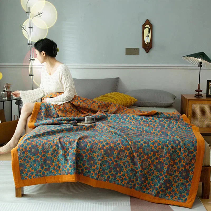 Colorful Patchwork Six Layer Cotton Bed Quilt - Pexav