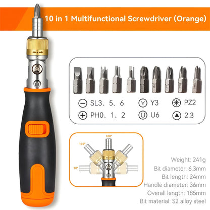 Versatile 10in1 Adjustable Pocket Screwdriver Set