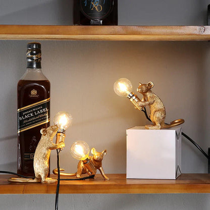 Original Mouse Lamp - SqueakLight-Standing Mouse / Gold-Nora Luxe
