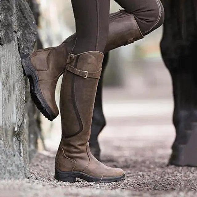 Orthopaedic Boots with Buckle Details - Elara-Dark Brown-4.0-Nora Luxe