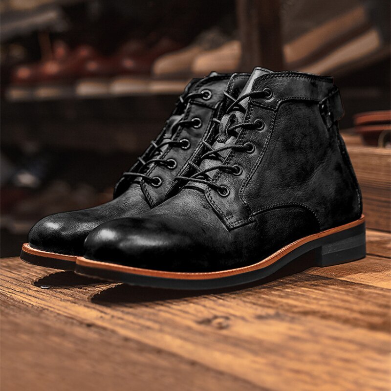 Comfortable Leather Mens Work Boots - Pexav