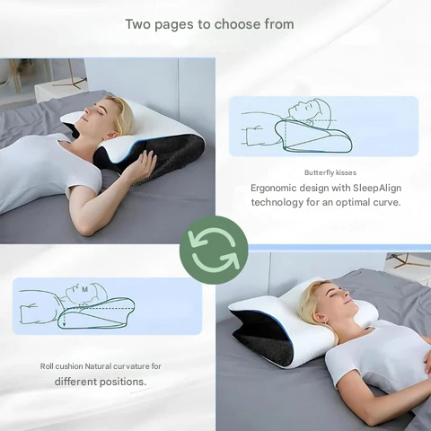 Orthopaedic Pillow - DreamAlign-White Black-Nora Luxe