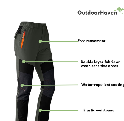 Outdoor Walking Trousers - TrekPro-Dark Green-S-Nora Luxe