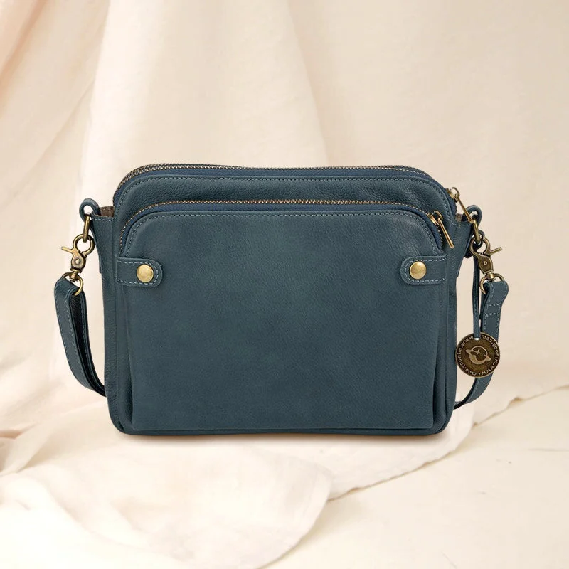 Versatile Double Strap Leather Crossbody Bag