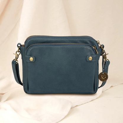 Versatile Double Strap Leather Crossbody Bag