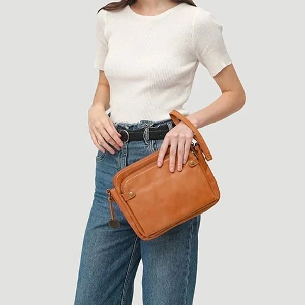 Versatile Double Strap Leather Crossbody Bag