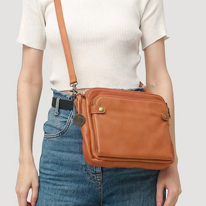 Versatile Double Strap Leather Crossbody Bag
