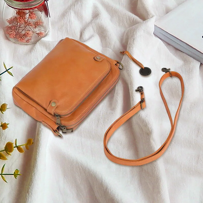 Versatile Double Strap Leather Crossbody Bag