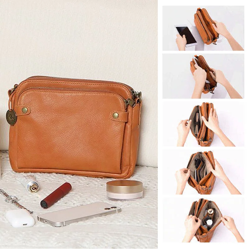 Versatile Double Strap Leather Crossbody Bag