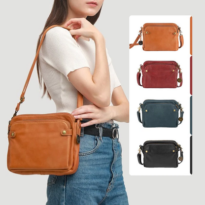 Versatile Double Strap Leather Crossbody Bag