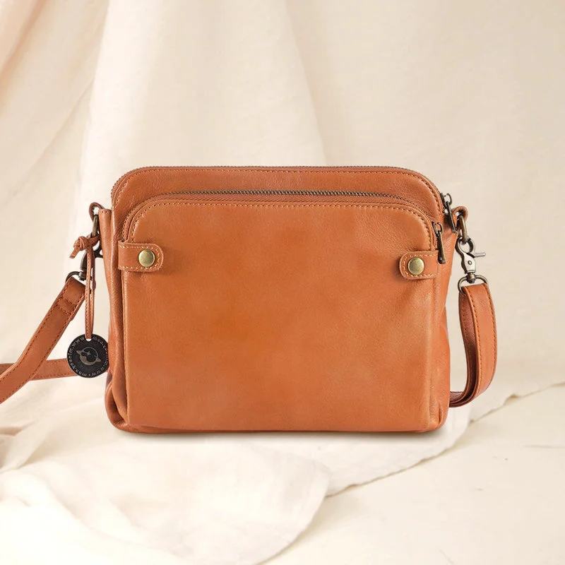 Versatile Double Strap Leather Crossbody Bag