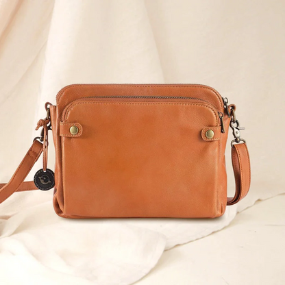 Versatile Double Strap Leather Crossbody Bag