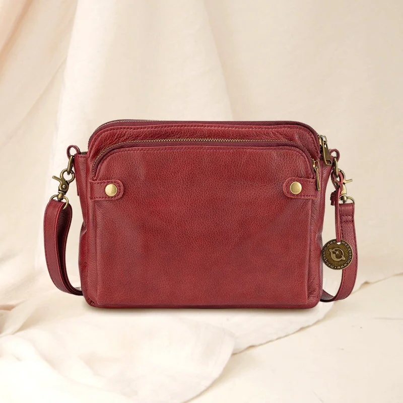 Versatile Double Strap Leather Crossbody Bag