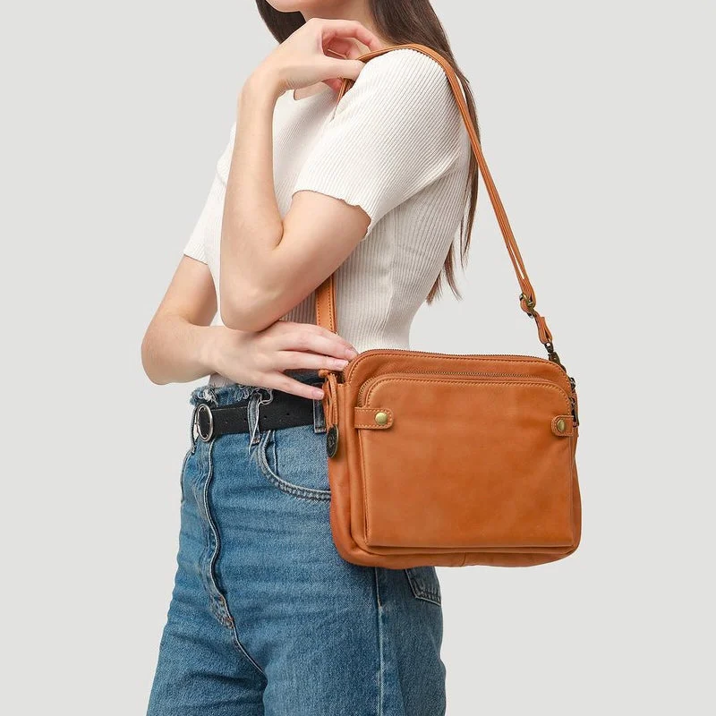 Versatile Double Strap Leather Crossbody Bag - Pexav