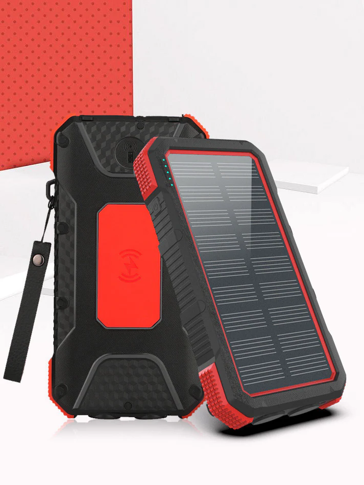 Slim Waterproof Portable Solar Charger with LED Lights