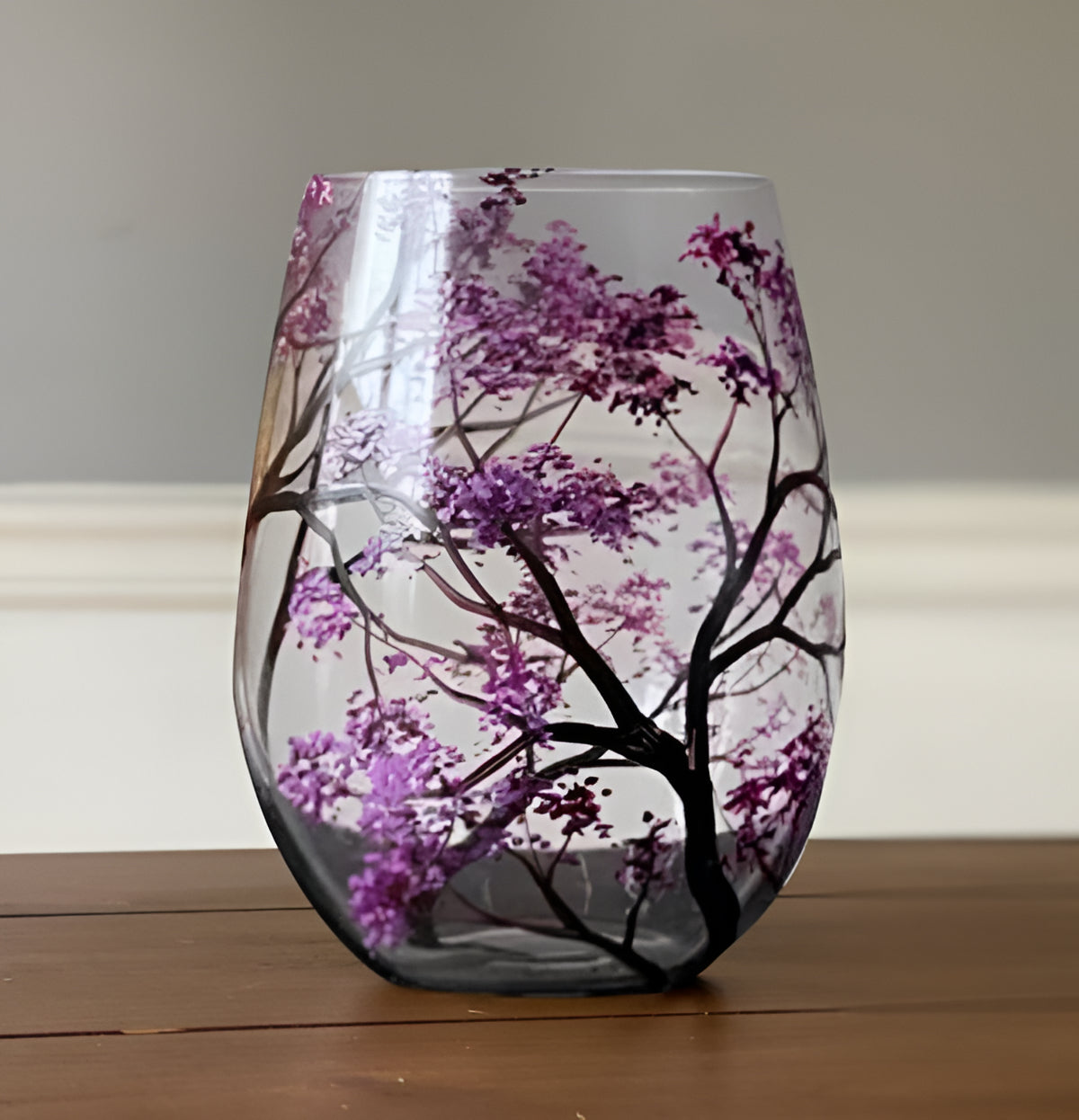 Colorful Tree Hand Painted Wine Glasses