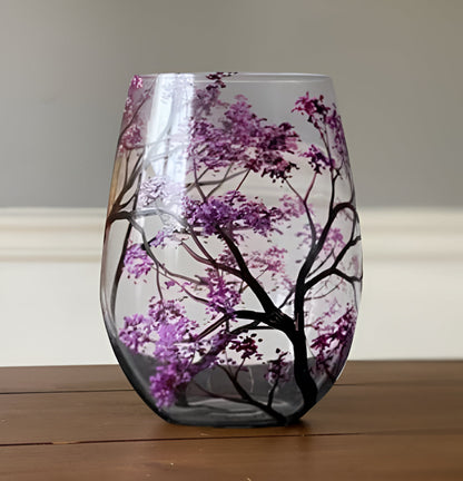 Colorful Tree Hand Painted Wine Glasses