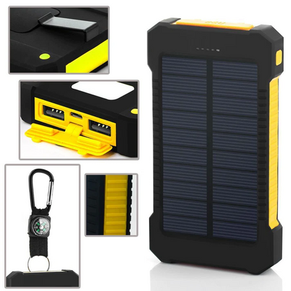 Slim Waterproof Portable Solar Charger with LED Lights